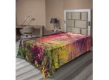 Abakuhaus Lenzuolo Da Letto Bosco, Paesaggio Fiabesco Con Alberi Autunnali Nel Giardino Naturale Della Foresta In Ucraina, Morbido E Confortevole Lenzuolo Superiore Per Un Letto Decorativo 1 Pezzo 260 Cm X 168 Cm, Rosso Verde Marrone