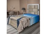 Abakuhaus Lenzuolo Da Letto, Spiaggia Deserta Con Sentiero, Cielo Mediterraneo, Calma, Tranquillità, Nessuno, Tema Dell'estate, Lenzuolo Morbido E Confortevole Per Un Letto Decorativo, 1 Pezzo, 190 Cm X 100 Cm, Crema E Blu.