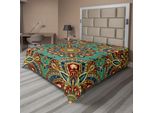Abakuhaus Lenzuolo Mandala, Motivo Con Stile Mandala Medievale Orientale Arabesco Etnico Orientale, Lenzuolo Morbido E Confortevole Per Un Letto Decorativo 1 Pezzo 244 Cm X 205 Cm, Verde Acqua Indaco Rubino