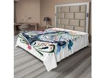 Abakuhaus Lenzuolo Con Ancora, Elaborato Ancora Di Nave Con Cuore E Sole E Design Estivo Marino, Lenzuolo Morbido E Confortevole Per Un Letto Decorativo 1 Pezzo 244 Cm X 205 Cm, Multicolore