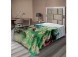 Abakuhaus Lenzuolo Peacock, Fantasia Floreale Estiva Giardino Effetti Pittorici Dai Colori Vivaci Stampa Artistica Naturale, Lenzuolo Morbido E Confortevole Per Un Letto Decorativo 1 Pezzo 260 Cm X 168 Cm, Verde