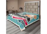Abakuhaus Lenzuolo Retrò, Lavaggio Auto Retrò, Riparazione Auto, Poster In Stile Artistico, Colori Vintage, Design Classico, Lenzuolo Morbido E Confortevole Per Un Letto Decorativo, 1 Pezzo, 260 Cm X 228 Cm, Multicolore