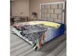 Abakuhaus Lenzuolo, Gatto Musicale Con Tastiera Sui Tetti Nel Cielo Notturno - Stampa Artistica Con Luna Piena Sulla Città Antica, Lenzuolo Morbido E Confortevole Per Un Letto Decorativo 1 Pezzo 260 Cm X 228 Cm, Multicolore
