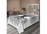 Abakuhaus Albero Della Vita Lenzuolo, Silhouette Radici E Rami Riflesso Ombra Illustrazione Monocromatica, Morbido E Confortevole Lenzuolo Superiore Per Un Letto Decorativo 1 Pezzo 190 Cm X 100 Cm, Bianco Nero