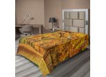 Abakuhaus Lenzuolo Da Letto Bosco, Foglie Gialle Cadute Sbiadite Rami Paesaggio Bosco Novembre Stagione Autunnale, Lenzuolo Superiore Morbido E Confortevole Per Un Letto Decorativo 1 Pezzo 260 Cm X 168 Cm, Arancione E Marrone
