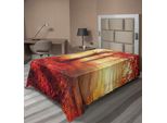 Abakuhaus Lenzuolo Da Letto, Raggi Di Sole Attraverso La Nebbiosa Foresta Autunnale, Vista Mattutina, Immagine Da Sogno, Morbido E Confortevole Lenzuolo Superiore Per Un Letto Decorativo, 1 Pezzo, 190 Cm X 100 Cm, Giallo Rosso