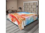 Abakuhaus Lenzuolo Torre Eiffel, Acquerello Dipinto Con Righello Torre Eiffel Pietra Miliare Illustrazione Colorata, Morbido E Confortevole Lenzuolo Superiore Per Un Letto Decorativo 1 Pezzo 260 Cm X 228 Cm, Blu Giallo Rosso