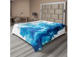 Abakuhaus Lenzuolo Astratto, Illustrazione Astratta Nuvole Skyline Fumo Flusso Liquido Misto Movimento Stampa Artistica, Lenzuolo Morbido E Confortevole Per Un Letto Decorativo 1 Pezzo 260 Cm X 228 Cm, Blu Bianco