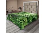 Abakuhaus Lenzuolo Foresta Pluviale, Palme E Piante Esotiche Nella Giungla Tropicale Natura Selvaggia Motivo Tema Zen, Lenzuolo Morbido E Confortevole Per Un Letto Decorativo 1 Pezzo 244 Cm X 205 Cm, Verde