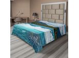 Abakuhaus Lenzuolo Naturale, Tema Fluviale Con Rapide E Foresta Montana Nuvolosa, Lenzuolo Morbido E Confortevole Per Un Letto Decorativo, 1 Pezzo 244 Cm X 205 Cm, Verde Bianco Grigio