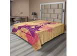 Abakuhaus Lenzuolo Torre Eiffel, Stampa Francese In Corsivo Wordprint Eiffel Doodle Silhouette Pastel Splash Retro, Lenzuolo Morbido E Confortevole Per Un Letto Decorativo 1 Pezzo 275 Cm X 260 Cm, Beige Lilla
