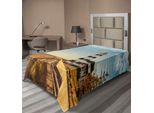 Abakuhaus Lenzuolo Con Faro, Costa Sabbiosa Strant Con Faro, Onde Del Mare, Vento, Staccionata In Legno, Pini, Nuvole, Lenzuolo Morbido E Confortevole Per Un Letto Decorativo, 1 Pezzo, 260 Cm X 168 Cm, Multicolore