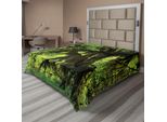Abakuhaus Lenzuolo Foresta Pluviale, Albero Con Muschio Nella Giungla Vita Naturale Zen Feng Shui Motivo Piante Silenziose, Lenzuolo Superiore Morbido E Confortevole Per Un Letto Decorativo 1 Pezzo 266 Cm X 260 Cm, Verde Marrone