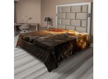 Abakuhaus Lenzuolo Fantasia, Castello Fantasia Sulla Scogliera Con Tuono Soprannaturale, Stampa Di Fantasia, Lenzuolo Morbido E Confortevole Per Un Letto Decorativo, 1 Pezzo, 275 Cm X 260 Cm, Arancione Marrone