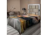 Abakuhaus Lenzuolo Naturale, Tempesta, Nuvole E Tuoni Sulla Strada Di Campagna Nel Campo Stampa Elettrica, Lenzuolo Morbido E Confortevole Per Un Letto Decorativo 1 Pezzo 260 Cm X 168 Cm, Arancione Grigio