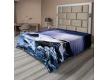 Abakuhaus Lenzuolo Naturale, Tempesta Estiva Inizia Con Fulmini E Saette Sulla Costa Rocciosa Onde Immagine Mistica, Lenzuolo Morbido E Confortevole Per Un Letto Decorativo 1 Pezzo 266 Cm X 260 Cm, Grigio Lilla