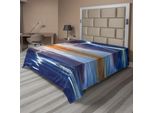 Abakuhaus Lenzuolo Naturale, Tuono Sul Mare Con Riflessi Tema Tempesta Madre Terra Tema Zen Immagine, Lenzuolo Morbido E Confortevole Per Un Letto Decorativo 1 Pezzo 260 Cm X 228 Cm, Arancione Blu