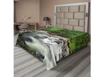 Abakuhaus Lenzuolo Da Letto Bosco, Rushing Riverbed Con Rocce Alberi Montagne Rami Arbusti Paesaggio Naturale, Lenzuolo Morbido E Confortevole Per Un Letto Decorativo 1 Pezzo 260 Cm X 228 Cm, Verde Bianco Grigio
