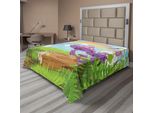 Abakuhaus Lenzuolo Con Funghi, Paesaggio Con Legname Da Costruzione, Erba E Arcobaleno, Funghi, Erbe, Foglie, Erbacce, Arte, Lenzuolo Morbido E Confortevole Per Un Letto Decorativo, 1 Pezzo, 275 Cm X 260 Cm, Multicolore