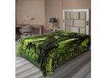 Abakuhaus Lenzuolo Rainforest, Albero Con Muschio Nella Giungla, Vita Naturale, Zen Feng Shui, Motivo Vegetale Silenzioso, Lenzuolo Superiore Morbido E Confortevole Per Un Letto Decorativo, 1 Pezzo, 190 Cm X 100 Cm, Verde Marrone