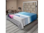 Abakuhaus Lenzuolo Da Letto, Pietre E Fiori Di Loto Sulla Sabbia Meditazione Armonia Equilibrio Fioritura Della Mente, Morbido E Confortevole Lenzuolo Superiore Per Un Letto Decorativo 1 Pezzo 275 Cm X 260 Cm, Blu Grigio Rosa