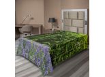 Abakuhaus Lenzuolo Da Letto Bosco, Mare Fiori Blu Nel Bosco Primavera Aprile Paesaggio Immagine Stagionale, Morbido E Confortevole Lenzuolo Superiore Per Un Letto Decorativo 1 Pezzo 260 Cm X 168 Cm, Viola Verde