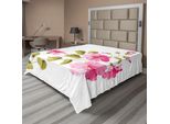 Abakuhaus Lenzuolo Con Fiori, Ramo Di Ibisco Tropicale Selvatico Con Foglie Fresche Concetto Esotico, Lenzuolo Morbido E Confortevole Per Un Letto Decorativo 1 Pezzo 260 Cm X 228 Cm, Verde Bianco Rosa
