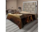 Abakuhaus Lenzuolo Naturale, Alba Su Rocce Solitarie In Un Lago Tranquillo, Riflessi Del Sole Sul Cielo, Morbido E Confortevole Lenzuolo Superiore Per Un Letto Decorativo 1 Pezzo 244 Cm X 205 Cm, Multicolore