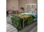 Abakuhaus Lenzuolo Balinese, Tempio Empul Bali Indonesia Alberi Esotici Oriental Building Fish Lake Foto, Lenzuolo Morbido E Confortevole Per Un Letto Decorativo 1 Pezzo 260 Cm X 168 Cm, Giallo Verde