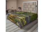 Abakuhaus Lenzuolo Da Letto Bosco, Un Tappeto Di Campanule Si Estende Attraverso Il Bosco Nello Staffordshire, Inghilterra, Morbido E Confortevole Lenzuolo Superiore Per Un Letto Decorativo 1 Pezzo 266 Cm X 260 Cm, Viola Marrone Verde