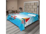 Abakuhaus Lenzuolo Nautico, Oleandro E Barca A Vela Nel Mare Sunny Day Gabbiani Tema Positive Life, Lenzuolo Morbido E Confortevole Per Un Letto Decorativo 1 Pezzo 260 Cm X 228 Cm, Blu Arancione Bianco