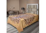 Abakuhaus Lenzuolo Tree Of Life, Grafica Moderna Di Ispirazione Vintage Raffigurante Una Pianta Con Stampa Variegata, Lenzuolo Morbido E Confortevole Per Un Letto Decorativo 1 Pezzo 260 Cm X 168 Cm, Crema Marrone