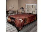 Abakuhaus Lenzuolo Sportivo, Tema Rugby Grunge Marrone Con Elementi Di Gioco, Immagine Artigianale Sportiva, Lenzuolo Morbido E Confortevole Per Un Letto Decorativo, 1 Pezzo, 260 Cm X 168 Cm, Marrone Nero