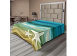 Abakuhaus Lenzuolo Astratto, Design Astratto, Illustrazione Moderna, Onde, Stelle Marine, Spiaggia Sabbiosa, Tema Acquatico, Lenzuolo Morbido E Confortevole Per Un Letto Decorativo, 1 Pezzo, 266 Cm X 260 Cm, Beige E Blu.