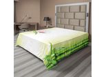 Lenzuolo Abakuhaus Spa, Fiori Di Orchidea Con Rami Di Bambù In Vari Colori, Tema Spirituale, Lenzuolo Morbido E Confortevole Per Un Letto Decorativo, 1 Pezzo, 266 Cm X 260 Cm, Verde E Bianco