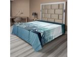 Abakuhaus New York Lenzuolo, Vista A Volo D'uccello Città Moderna Edificio Per Uffici Grattacielo Metropoli Foto Motivo, Morbido E Confortevole Lenzuolo Superiore Per Un Letto Decorativo 1 Pezzo 266 Cm X 260 Cm, Azzurro Cielo