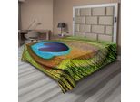 Abakuhaus Lenzuolo Peacock, Piuma Di Pavone, Primo Piano Degli Occhi, Immagine, Fauna Esotica, Morbido E Confortevole Lenzuolo Superiore Per Un Letto Decorativo, 1 Pezzo, 244 Cm X 205 Cm, Verde Acqua Senape