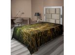 Abakuhaus Lenzuolo Peacock, Ritratto Dell'uomo Pavone Con Piume Che Spuntano Dall'immagine In Stampa Moderna Dai Colori Scuri, Lenzuolo Superiore Morbido E Confortevole Per Un Letto Decorativo 1 Pezzo 190 Cm X 100 Cm, Verde Senape