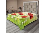 Abakuhaus Lenzuolo Con Papaveri, Primavera Ambiente Con Papaveri E Margherite Sull'erba Illustrazione Della Natura In Fiore, Lenzuolo Morbido E Confortevole Per Un Letto Decorativo 1 Pezzo 266 Cm X 260 Cm, Verde Rosso