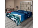 Abakuhaus Lenzuolo Nautico, Contenitore Vintage Vela Tempesta Notturna Onde Maestose Stampa, Lenzuolo Morbido E Confortevole Per Un Letto Decorativo 1 Pezzo 260 Cm X 228 Cm, Blu Arancione Prugna