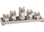 Set Di Portacandele Per 5 Tealight - Circa 38,5X11,3X12,5 Cm - Decorazione Con Cuori