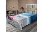 Abakuhaus Lenzuolo Da Letto, Pietre E Fiori Di Loto Sulla Sabbia Meditazione Armonia Equilibrio Fiorisci Il Tuo Spirito, Morbido E Confortevole Lenzuolo Superiore Per Un Letto Decorativo 1 Pezzo 260 Cm X 168 Cm, Blu Grigio Rosa