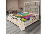 Abakuhaus Lenzuolo Musicale, Illustrazione Graffiti Art Musica Scritta Cuffie Hip Hop Ritmo Hippie Concetto, Lenzuolo Morbido E Confortevole Per Un Letto Decorativo 1 Pezzo 244 Cm X 205 Cm, Multicolore