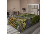 Abakuhaus Lenzuolo Da Letto Bosco, Un Tappeto Di Campanule Si Estende Attraverso Il Bosco Nello Staffordshire, Inghilterra, Morbido E Confortevole Lenzuolo Superiore Per Un Letto Decorativo 1 Pezzo 260 Cm X 168 Cm, Viola Marrone Verde