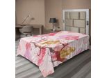 Abakuhaus Lenzuolo Con Fiori, Famiglia Di Scimmie Su Rami Di Alberi Con Illustrazione Sullo Sfondo, Lenzuolo Morbido E Confortevole Per Un Letto Decorativo 1 Pezzo 260 Cm X 168 Cm, Caffè Chiaro Rosa Rosso