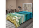 Abakuhaus Lenzuolo Astratto, Design Astratto, Illustrazione Moderna, Onde, Stelle Marine, Spiaggia Sabbiosa, Tema Acquatico, Lenzuolo Morbido E Confortevole Per Un Letto Decorativo, 1 Pezzo, 260 Cm X 168 Cm, Beige E Blu.