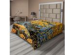 Abakuhaus Lenzuolo, Foglie Di Acero Canadese Che Cadono Circondate Da Rocce Scenografiche, Lenzuolo Morbido E Confortevole Per Un Letto Decorativo, 1 Pezzo, 260 Cm X 228 Cm, Arancione E Grigio