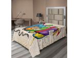 Abakuhaus Lenzuolo Musicale, Illustrazione Graffiti Art Musica Scritta Cuffie Hip Hop Ritmo Hippie Concetto, Lenzuolo Morbido E Confortevole Per Un Letto Decorativo 1 Pezzo 190 Cm X 100 Cm, Multicolore