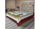 Abakuhaus Lenzuolo Rustico, Prato Con Alberi E Finestra, Paesaggio Rurale, Cottage, Immagine Fiorita, Lenzuolo Morbido E Confortevole Per Un Letto Decorativo, 1 Pezzo, 244 Cm X 205 Cm, Multicolore