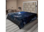 Abakuhaus Lenzuolo Wolken, Celestial Solar Notte Scena Stelle Luna E Nuvole Cielo Spazio In Tema Cosmos, Morbido E Confortevole Lenzuolo Superiore Per Un Letto Decorativo 1 Pezzo 275 Cm X 260 Cm, Blu Scuro Bianco